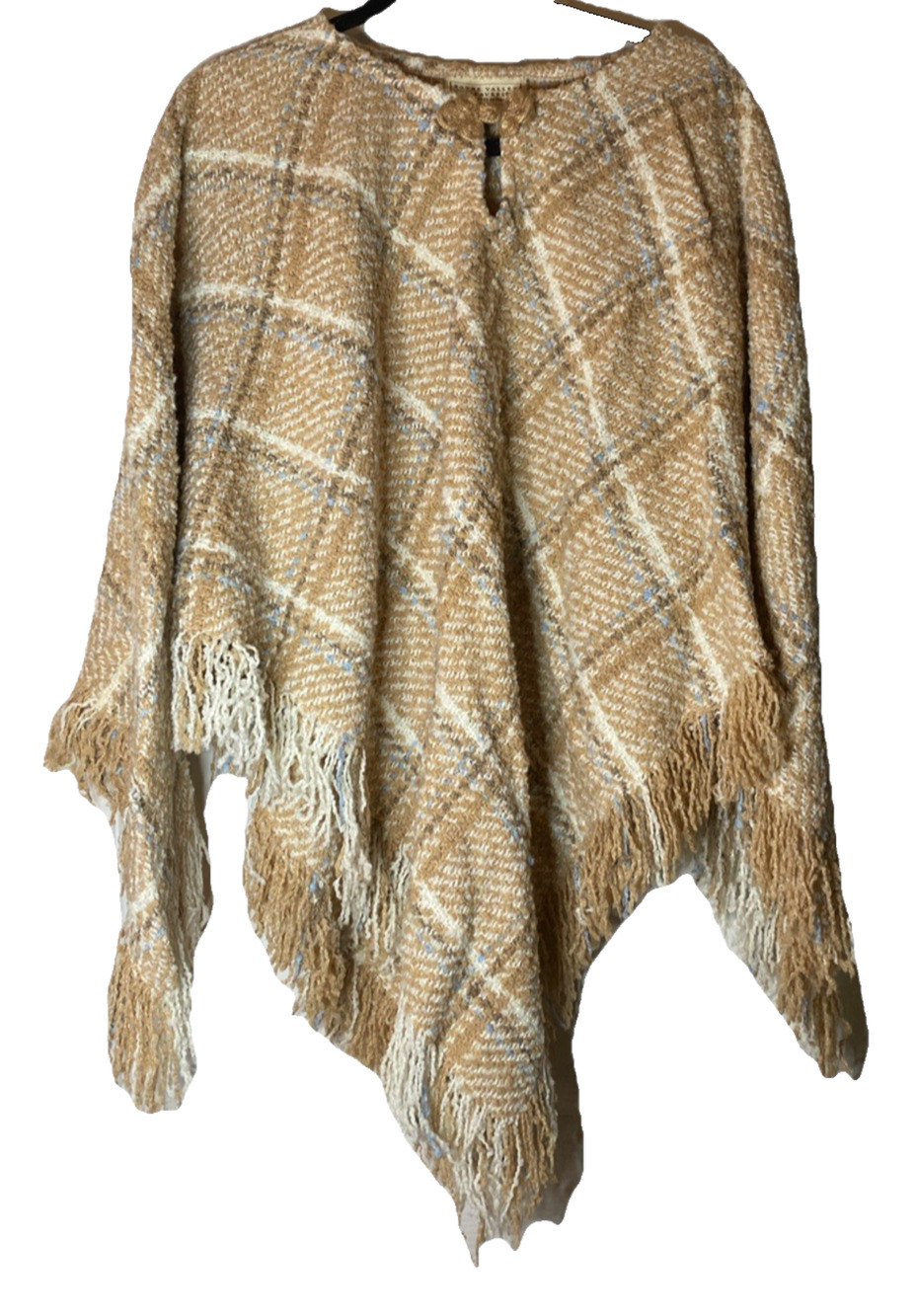 NWOT Vintage Boyne Valley Weavers Alpaca Wool Plaid Cape Sweater 1X Ireland